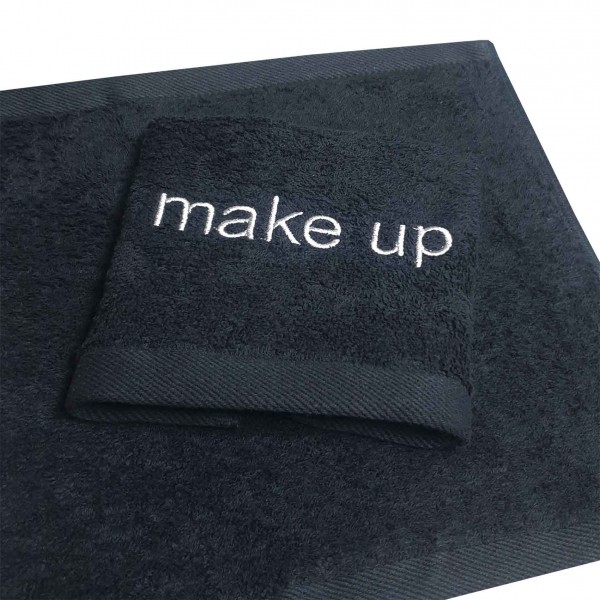 Λαβέτα με κέντημα Make Up Cotton 100% 500gr/m2 30x30 Black