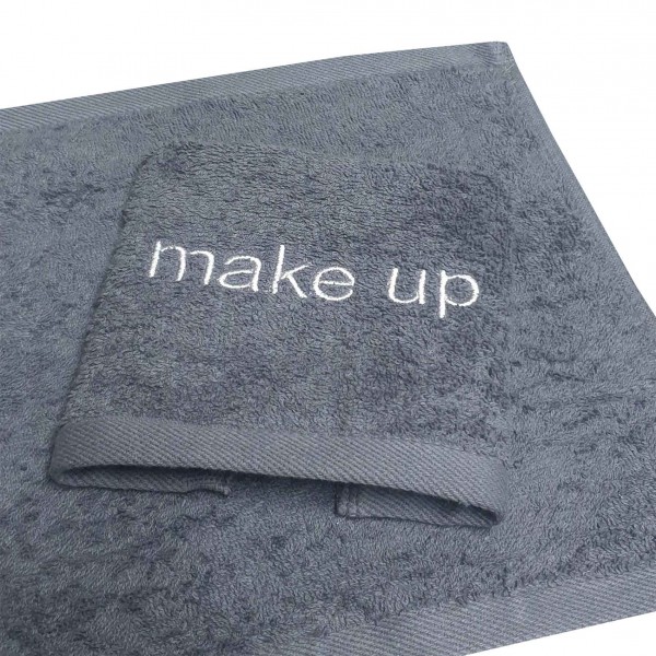 Λαβέτα με κέντημα Make Up Cotton 100% 500gr/m2 30x30 Grey