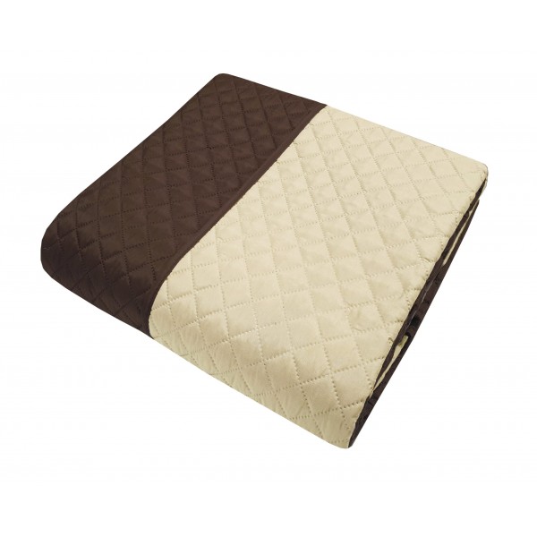 Κουβερλί Microfiber ULTRASONIC 90gr/m2 NEW ΜΕ ΡΕΛΙ ΚΑΦΕ - ΚΡΕΜ Σούπερ Υπέρδιπλο 240Χ260