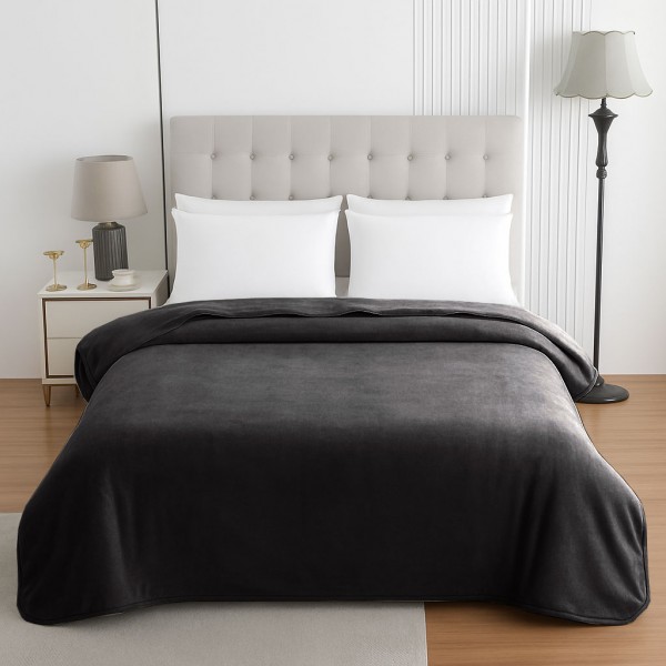 Κουβέρτα Βελουτέ 550gr Μονή 160x220 Anthraces
