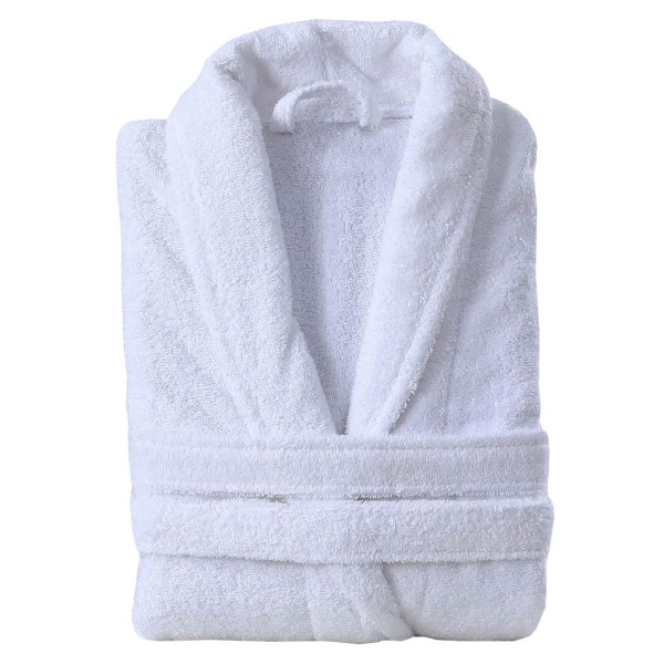 Μπουρνούζι STANDARD Line  Cotton 100% Πετσετέ με γιακά Λευκό 420gr/m2 - ONE SIZE (LARGE - XLARGE)