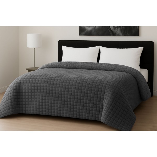 Κουβερτοπάπλωμα Le Blanc Flannel Comfort Μονό 160Χ220 700gsm RIB CUT Dark Grey