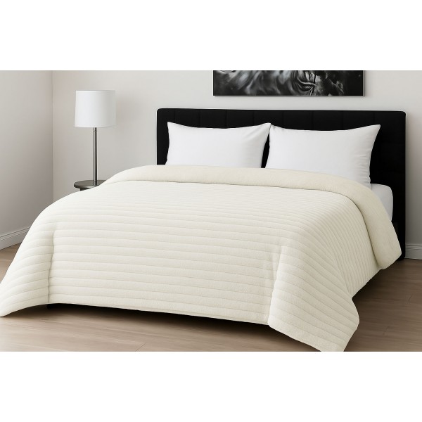 Κουβερτοπάπλωμα Le Blanc Flannel Comfort Διπλό 200Χ240 700gsm RIB Ivory