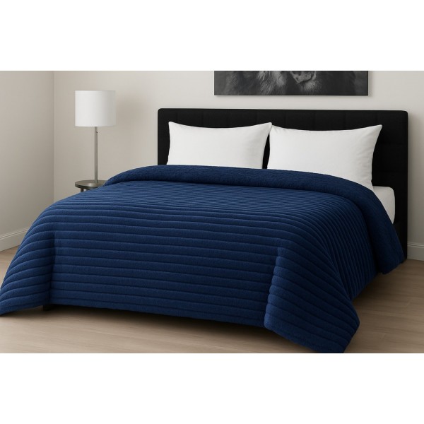 Κουβερτοπάπλωμα Le Blanc Flannel Comfort Υπέρδιπλο 220Χ240 700gsm RIB Navy