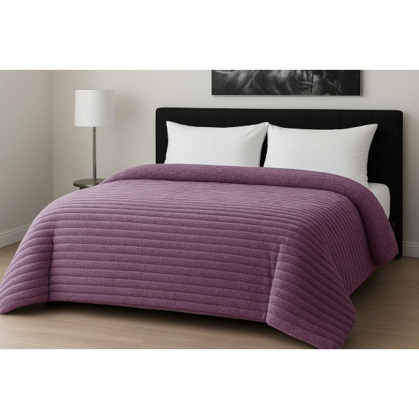 Κουβερτοπάπλωμα Le Blanc Flannel Comfort Υπέρδιπλο 220Χ240 700gsm RIB Lilac