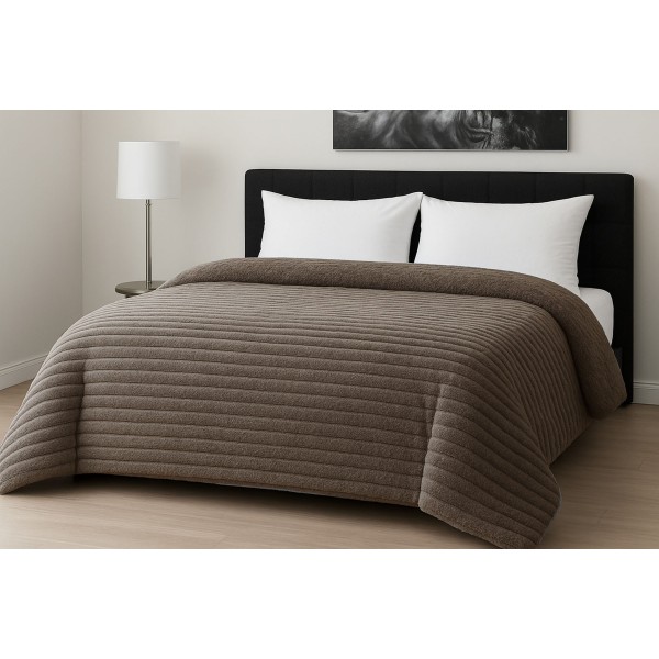 Κουβερτοπάπλωμα Le Blanc Flannel Comfort Υπέρδιπλο 220Χ240 700gsm RIB Moka