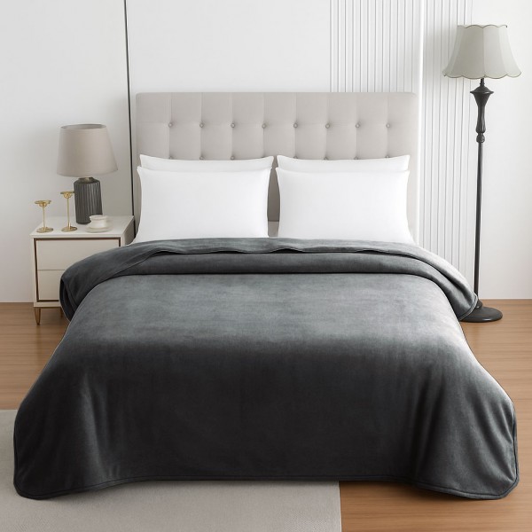 Κουβέρτα Le Blanc Βελουτέ 550gr Μονή 160x220 Grey