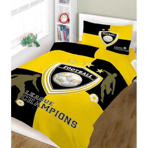 Σετ σεντόνια ΚΟΜΒΟΣ champions YELLOW BLACK μονά 160x240