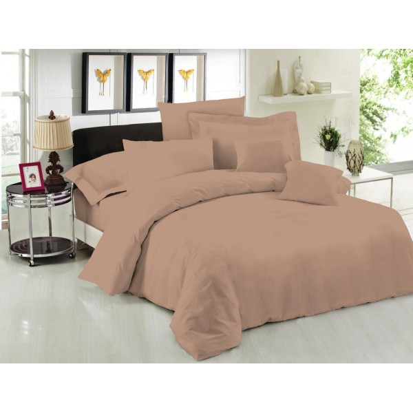 Σεντόνι Μεμονομένο LeBlanc Μονόχρωμο Polycotton 50/50 TC144 Light Brown Μονό με λάστιχο 100x200+35