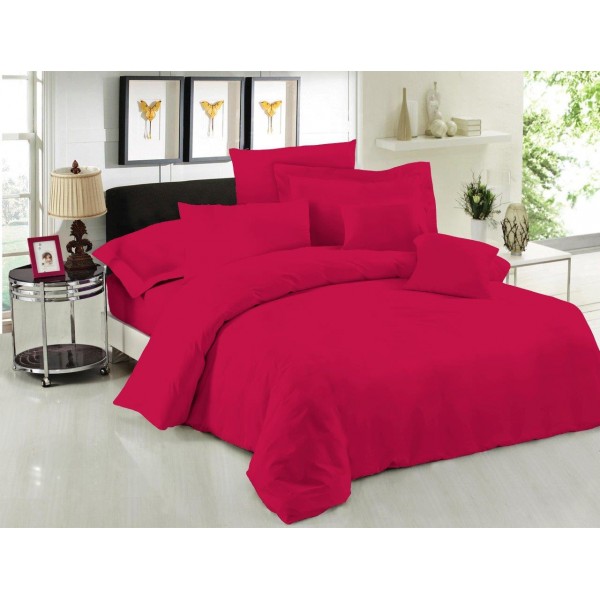 Σεντόνι Μεμονομένο LeBlanc Μονόχρωμο Polycotton 50/50 TC144 Cherry Μονό με λάστιχο 100x200+35