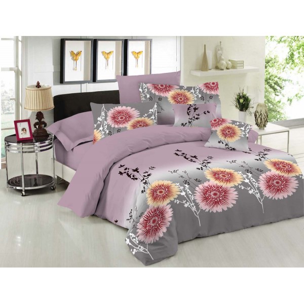 Σετ Σεντόνια LE BLANC Premium Cotton 100% Chrysanthemum Lilac Μονά 170x270