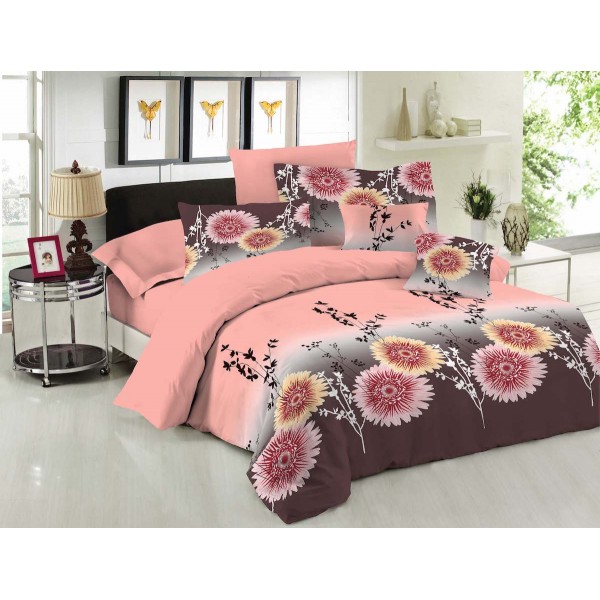 Σετ Σεντόνια LE BLANC Premium Cotton 100% Chrysanthemum Peach Μονά 170x270