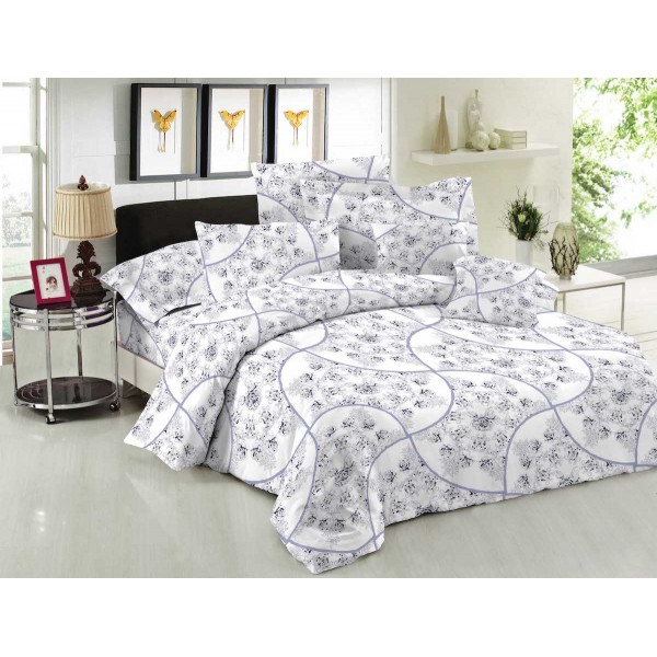 Σετ Σεντόνια ΚΟΜΒΟΣ Cotton Line Printed ROSELLA ROYAL BLUE Μονά με λάστιχο 100x200+20