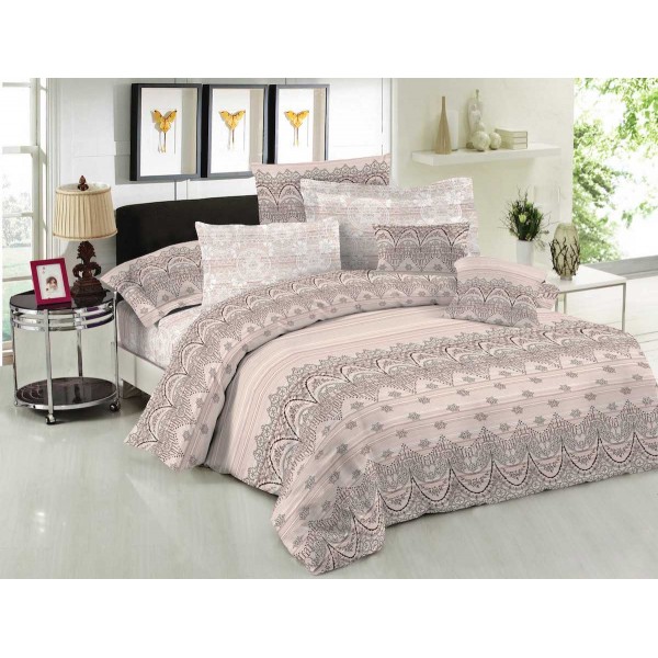 Σετ Σεντόνια ΚΟΜΒΟΣ Cotton Line Printed DANTE BROWN Μονά με λάστιχο 100x200+20