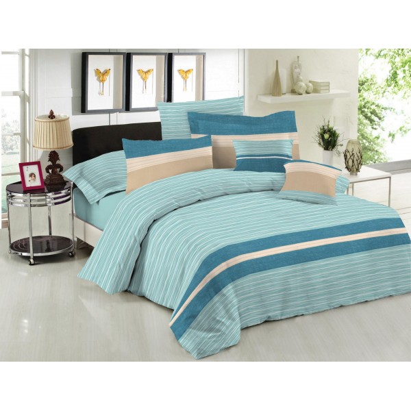 Παπλωματοθήκη Le Blanc Premium Cotton 100% Brooklyn Aqua Μονή 160x240