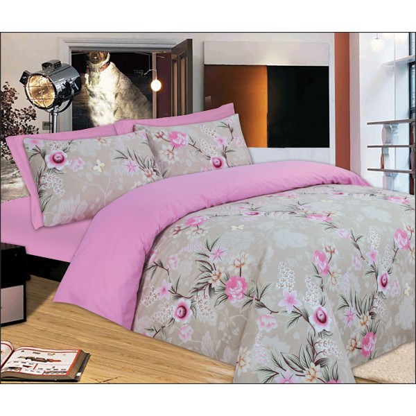 Σετ Σεντόνια Le Blanc Premium Pink Rose Μονά με λάστιχο 100x200+33