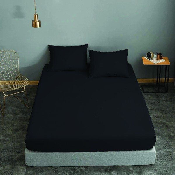 Σεντόνι ΚΟΜΒΟΣ Μαύρο μονόχρωμο Διπλό 200x240