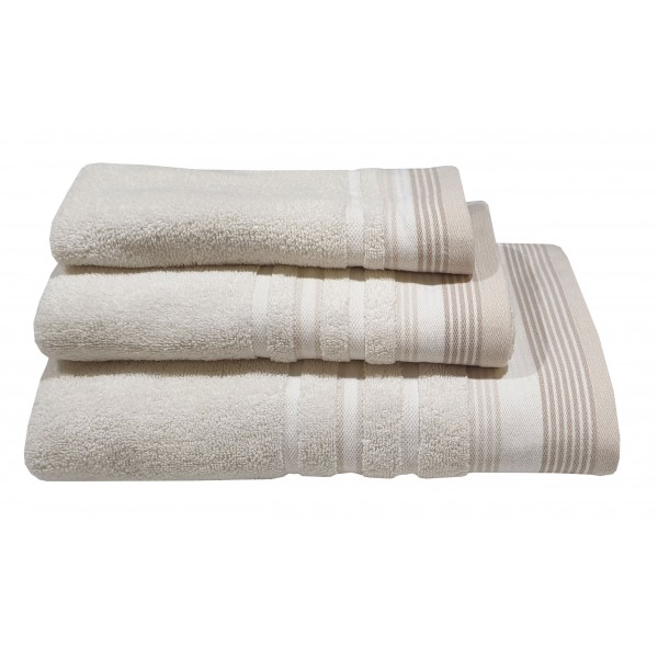 Πετσέτα ΚΟΜΒΟΣ Satin Stripe Πεννιέ 450γρ/m2 100% Cotton Χειρός Sand 30x50