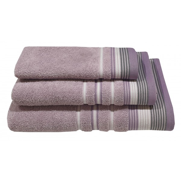 Πετσέτα ΚΟΜΒΟΣ Satin Stripe Πεννιέ 450γρ/m2 100% Cotton Χειρός Lilac 30x50