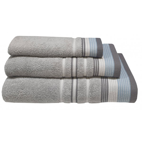 Πετσέτα ΚΟΜΒΟΣ Satin Stripe Πεννιέ 450γρ/m2 100% Cotton Σώματος Grey  70x140