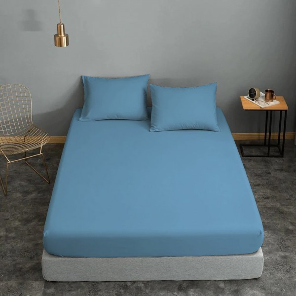 Σεντόνι ΚΟΜΒΟΣ Cotton Line Μονόχρωμο Sky Blue Υπέρδιπλό 220x240