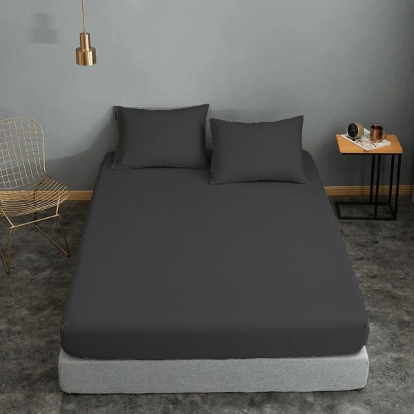 Σεντόνι ΚΟΜΒΟΣ Cotton Line Μονόχρωμο Anthraces Υπέρδιπλό 220x240