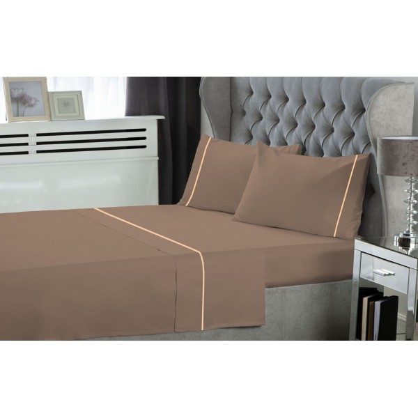 Σετ Σεντόνια Le Blanc Μονόχρωμα  με Φυτίλι Polycotton 50/50 TC144 Light Brown Μονά 170x270