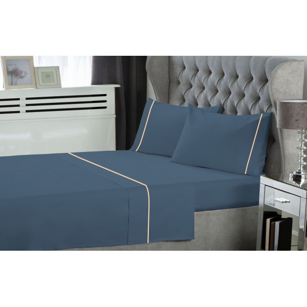 Σετ Σεντόνια Le Blanc Μονόχρωμα  με Φυτίλι Polycotton 50/50 TC144 Dusty Blue Μονά 170x270