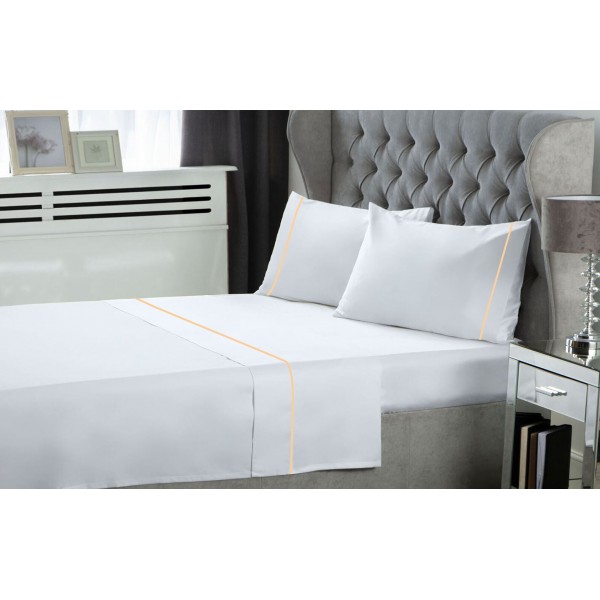 Σετ Σεντόνια LeBlanc Μονόχρωμα με Φυτίλι Polycotton 50/50 TC144 White Υπέρδιπλα 240x270