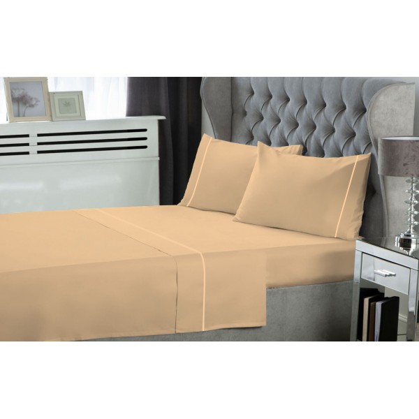 Σετ Σεντόνια LeBlanc Μονόχρωμα με Φυτίλι Polycotton 50/50 TC144 Sand Υπέρδιπλα 240x270