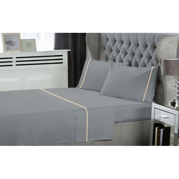 Σετ Σεντόνια LeBlanc Μονόχρωμα με Φυτίλι Polycotton 50/50 TC144 Light Grey Υπέρδιπλα 240x270
