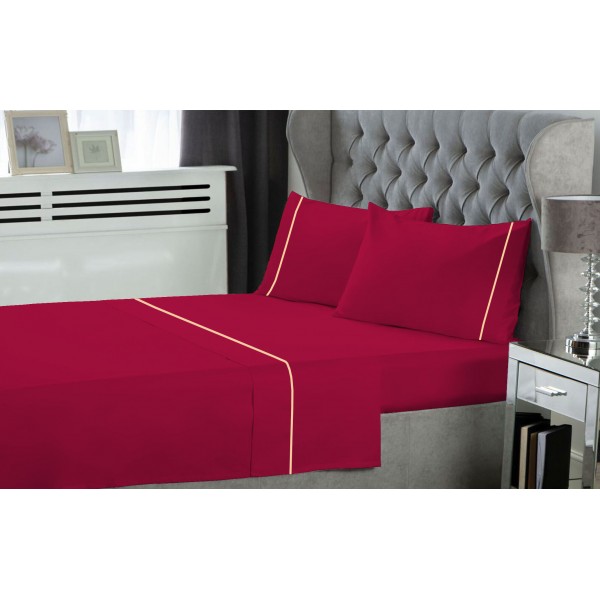 Σετ Σεντόνια LeBlanc Μονόχρωμα με Φυτίλι Polycotton 50/50 TC144 Cherry Υπέρδιπλα 240x270