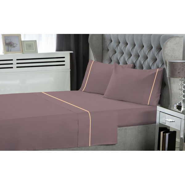 Σετ Σεντόνια LeBlanc Μονόχρωμα με Φυτίλι Polycotton 50/50 TC144 Wood Rose Υπέρδιπλα 240x270