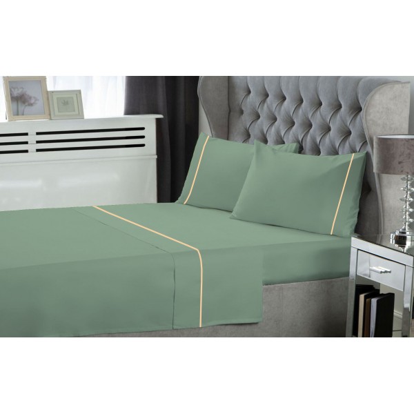 Σετ Σεντόνια LeBlanc Μονόχρωμα με Φυτίλι Polycotton 50/50 TC144 Green Υπέρδιπλα με λάστιχο 160x200+35