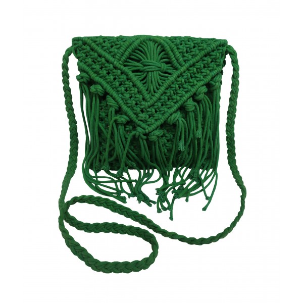 Τσάντα Macrame ΚΟΜΒΟΣ 100% Βαμβάκι Green 25x20