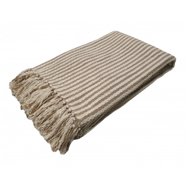 Ριχτάρι Υφαντό ΚΟΜΒΟΣ Βαμβακερό Ινδίας 2Θ Natural - Beige 180x250