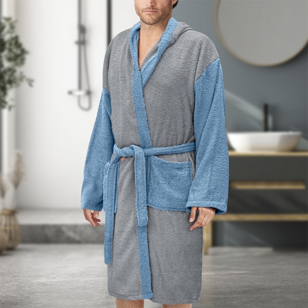 LINO Μπουρνούζι με κουκούλα Revel Γκρι Large