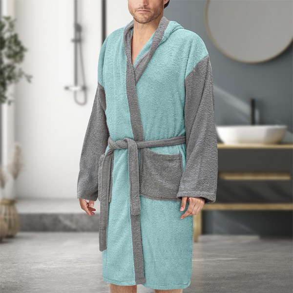 LINO Μπουρνούζι με κουκούλα Revel Μέντα Large