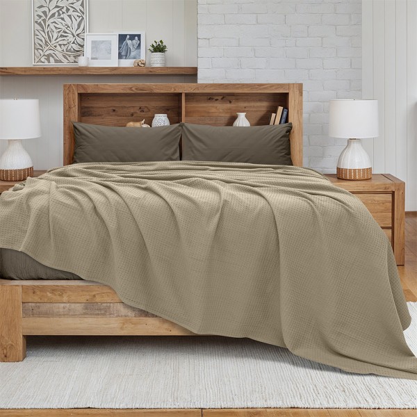 LINO Κουβέρτα Υπέρδιπλη (220x240) Πικέ Cocoon Μόκα