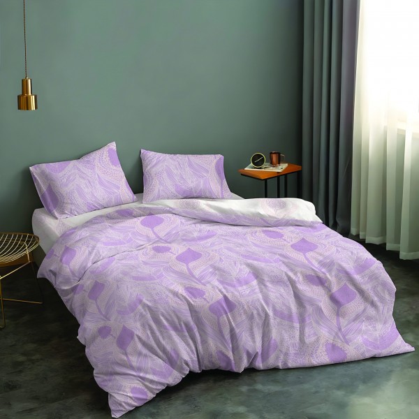 LINO ΣΕΤ ΠΑΠΛΩΜΑΤΟΘΗΚΗ JACQUARD MAUVE 220Χ240