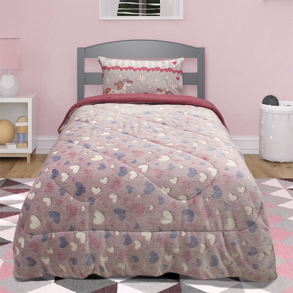 LINO ΚΟΥΒΕΡΤΟΠΑΠΛΩΜΑ ΦΩΣΦΟΡΙΖΕ HERZ PINK 160X220