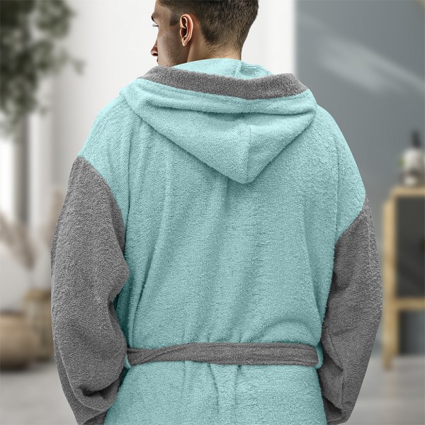 LINO Μπουρνούζι με κουκούλα Revel Μέντα Small