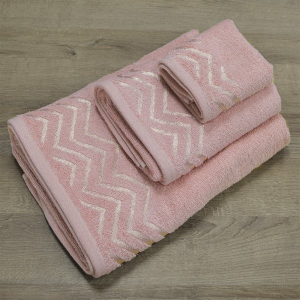 LINO Σετ πετσέτες 3τμχ (30x50,50x90,70x140) Wavie Κοραλί