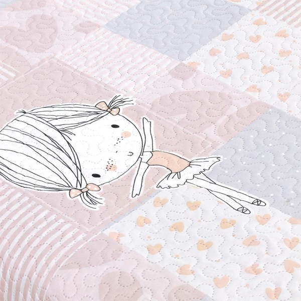 LINO ΚΟΥΒΕΡΛΙ GIRLY PINK-GREY  160X220