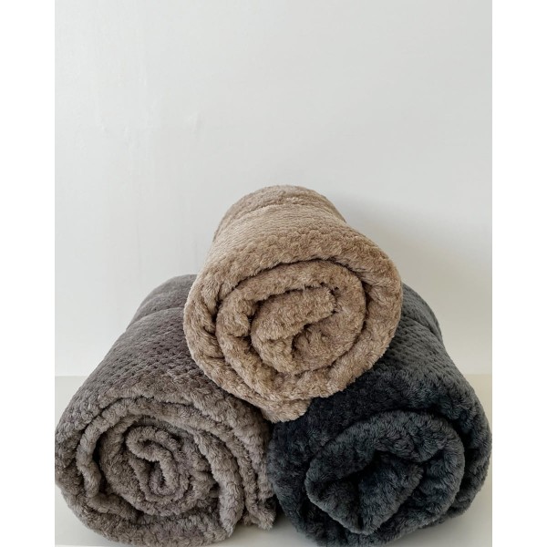 Βελουτέ Κουβέρτα Ανάγλυφη Coral Fleece Minthi 150x210cm Μονή (150x210cm) Ανθρακί