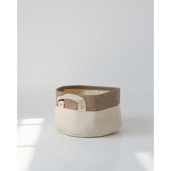 Boho Οικολογικό Μπεζ Καλάθι με Καφέ Φάσα Mabel 3 Μεγέθη Μεγάλο Μπεζ