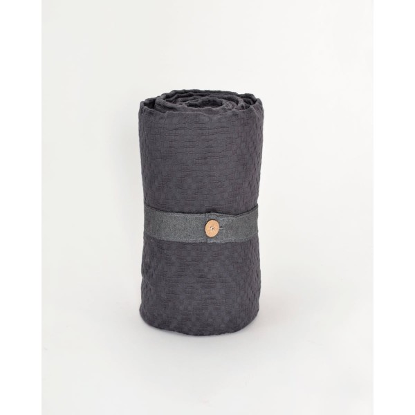 3D Βαμβακερή Πετροπλυμένη Ζακάρ Βρεφική Κουβέρτα με Σχέδιο Aztec Tourmali σε 2 Αποχρώσεις Λίκνου | 87x134cm Ανθρακί