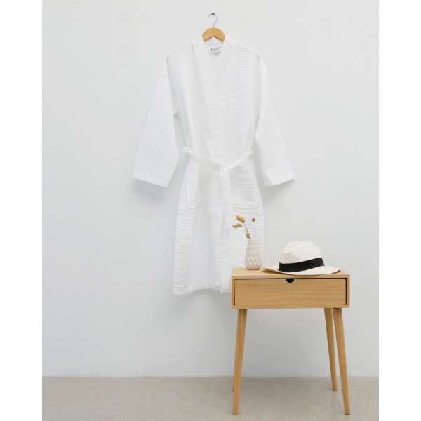 3D Πικέ Cotton Waffle Unisex Μπουρνούζι Fitz 280gsm X Large Άσπρο