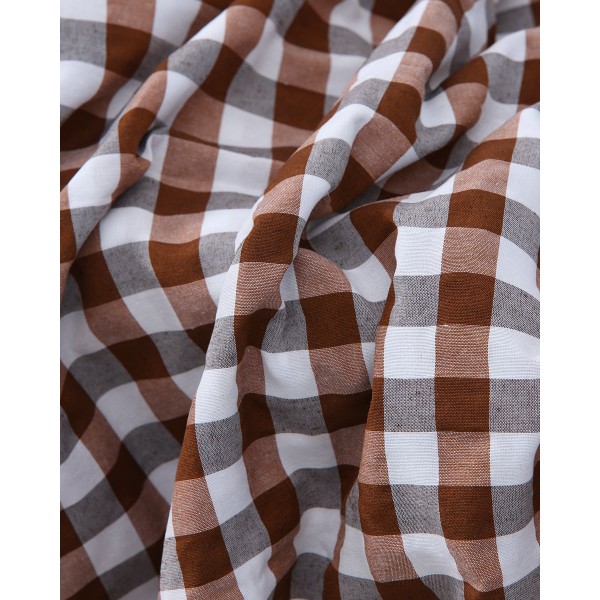 Καφέ Καρώ Ύφασμα Νηματοβαφή Natalie Φ160cm Καφέ