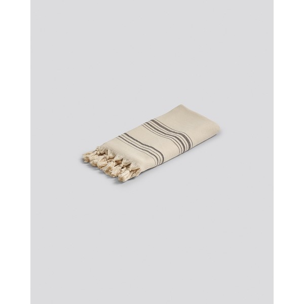 Βαμβακερή Ριγέ Πετσέτα Παρεό με Κρόσσι Anka 90x170cm Παρεό | 90x170cm Μπεζ